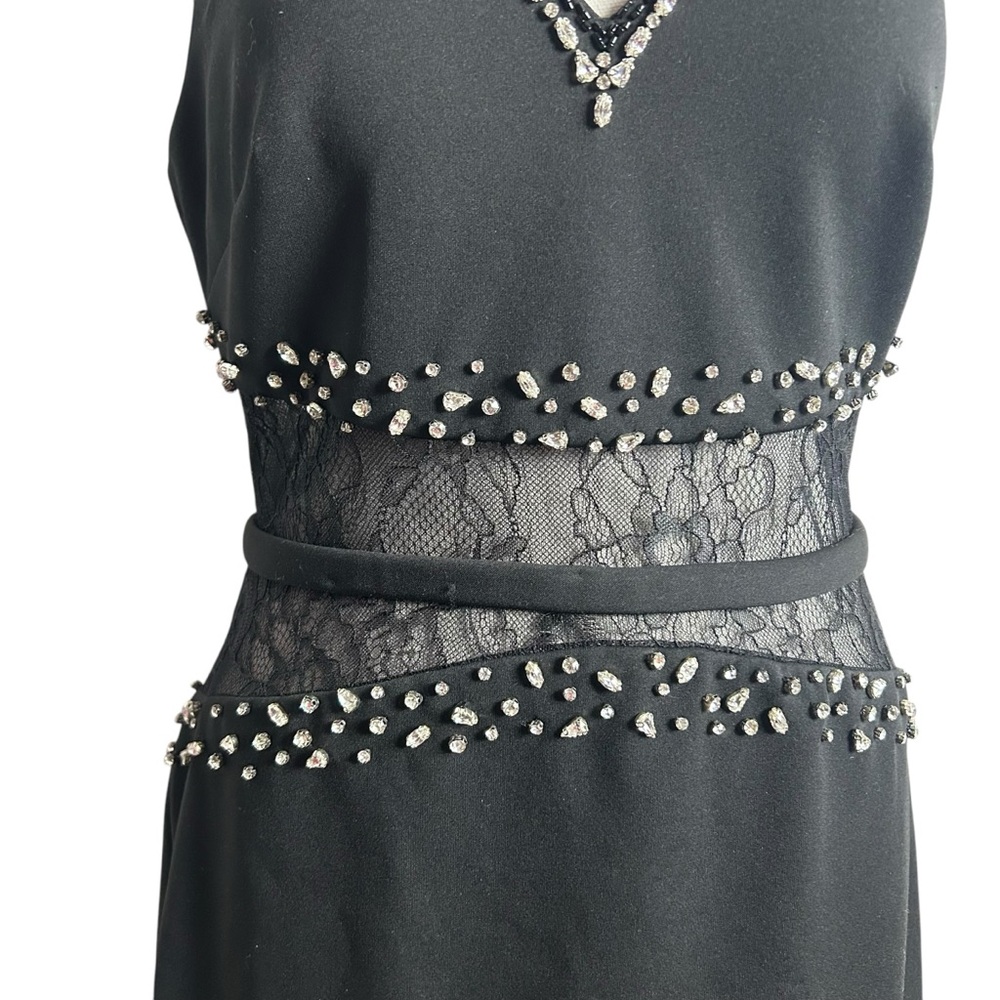 Basix Black Label Lace Beaded BodyCon Dress EUC SZ8 - Picture 2 of 10